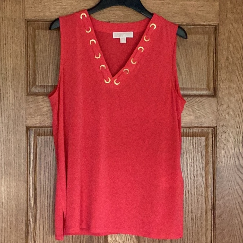 Michael Kors sea Coral V-Neck Blouse with Gold Accents. Women’s size XL - Picture 13 of 13